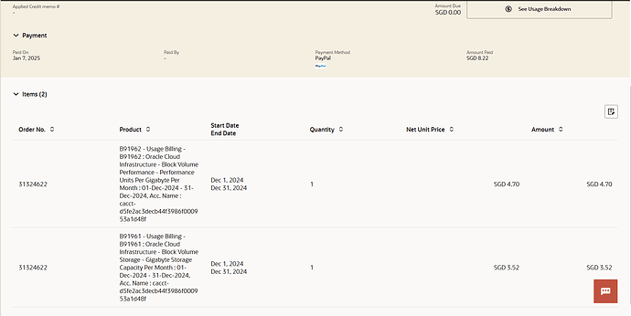 Oracle Billing