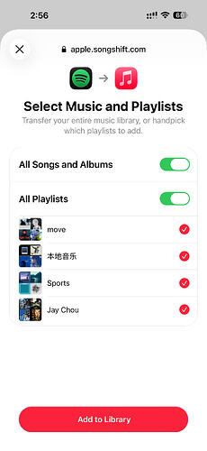 Apple Music importing Spotify playlists