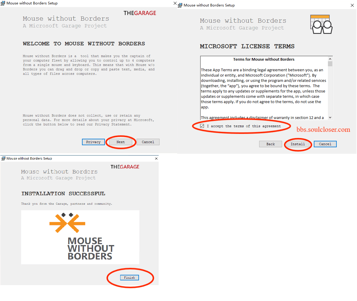 Pasos de instalación de Mouse Without Borders